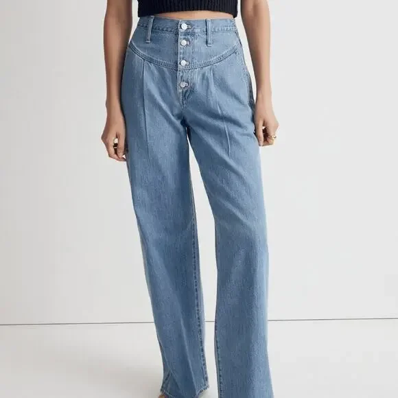 Madewell Super Wide-Leg Jeans Lockland Wash Size 27 - Picture 3 of 12